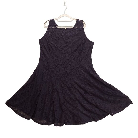 db established 1962 Dress womens 16W Black lace overlay Swing Flare lined LBD - Picture 1 of 15